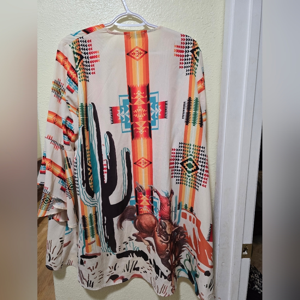 Southwestern Print Kimono Cardigan